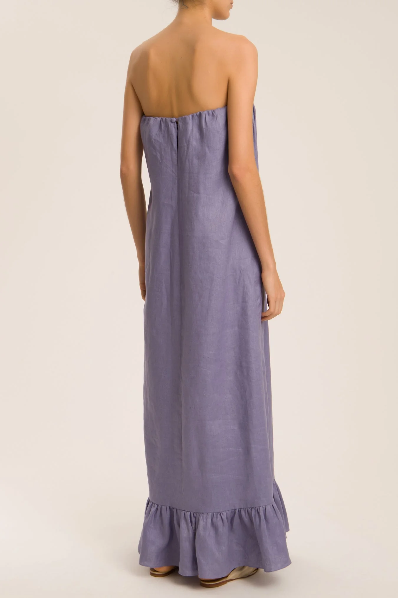 Solid Strapless Long Dress - Image 2