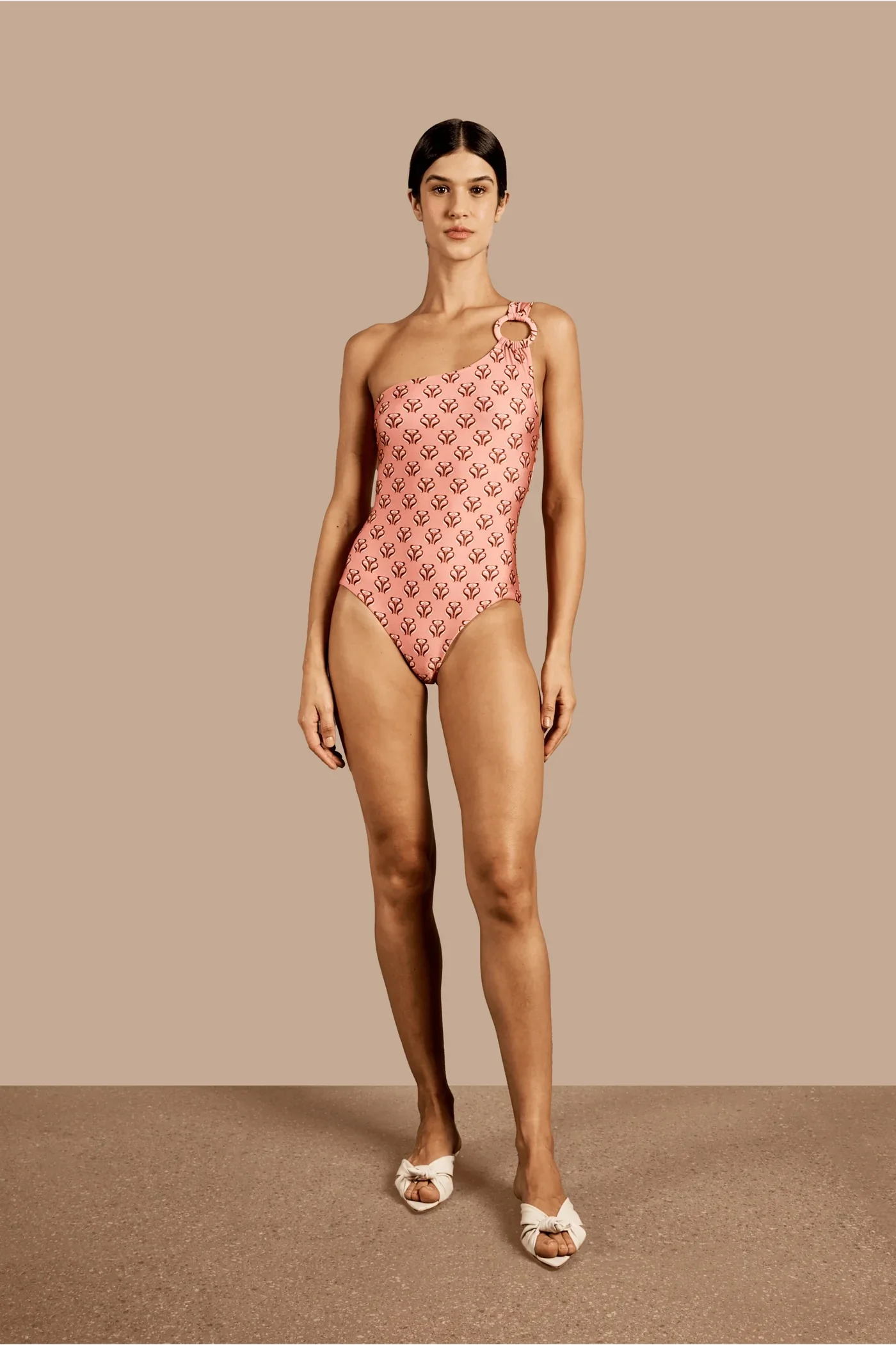 Vintage Lily One-Shoulder Swimsuit With Hoop